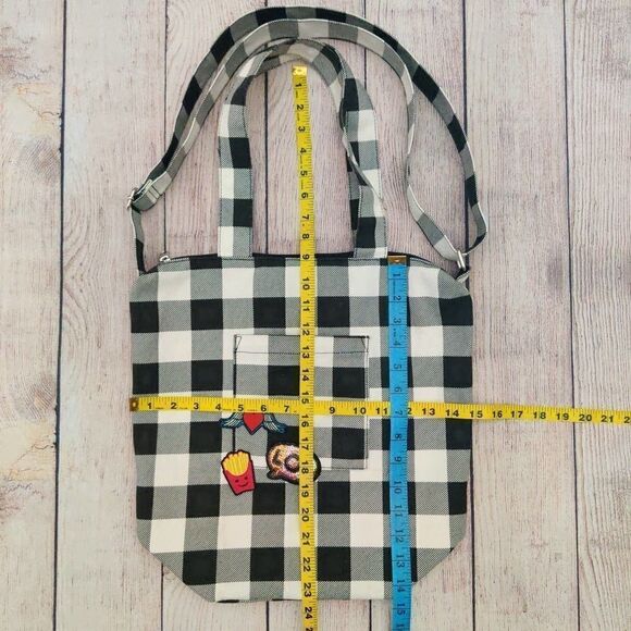 Steve Madden black/white plaid canvas bag - Picture 7 of 11